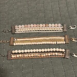 Victoria Emerson Beige and Gold Bracelet Set